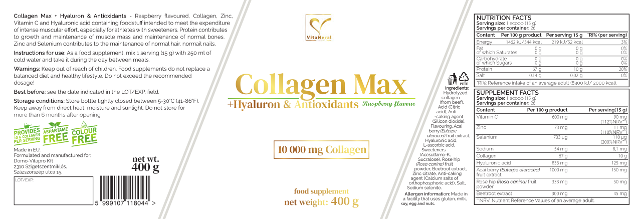 Vitaneral CollagenMax+Hyaluron Málnás