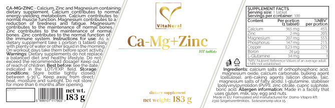 Vitaneral Ca-Mg+Zinc